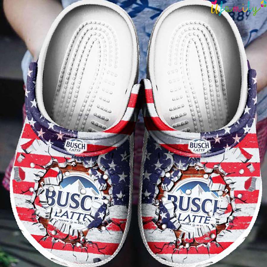 Busch Latte America Flag Busch Light Beer Crocs