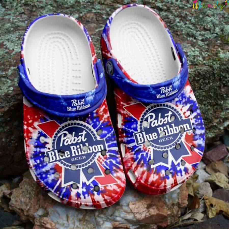 Pabst Blue Ribbon Beer Tie Dye Crocs