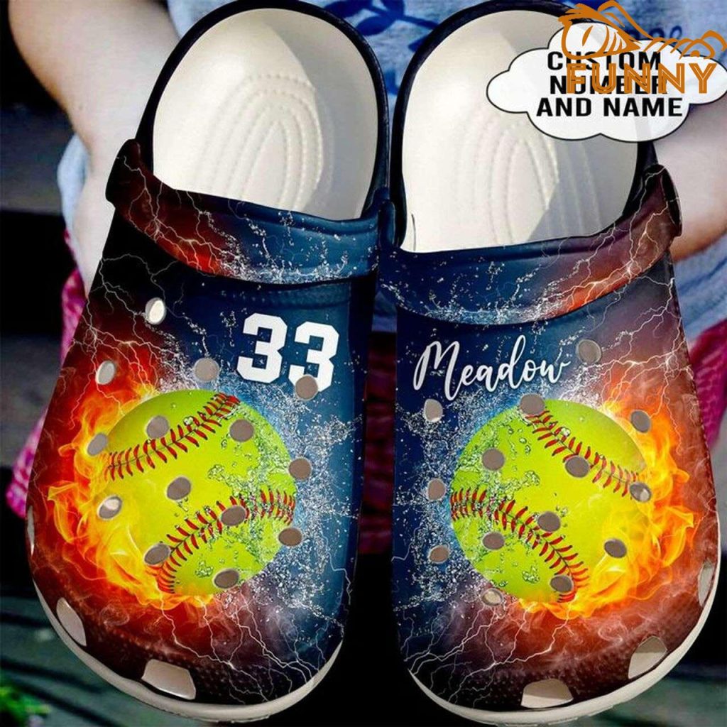 Custom Name Lightning Softball Crocs