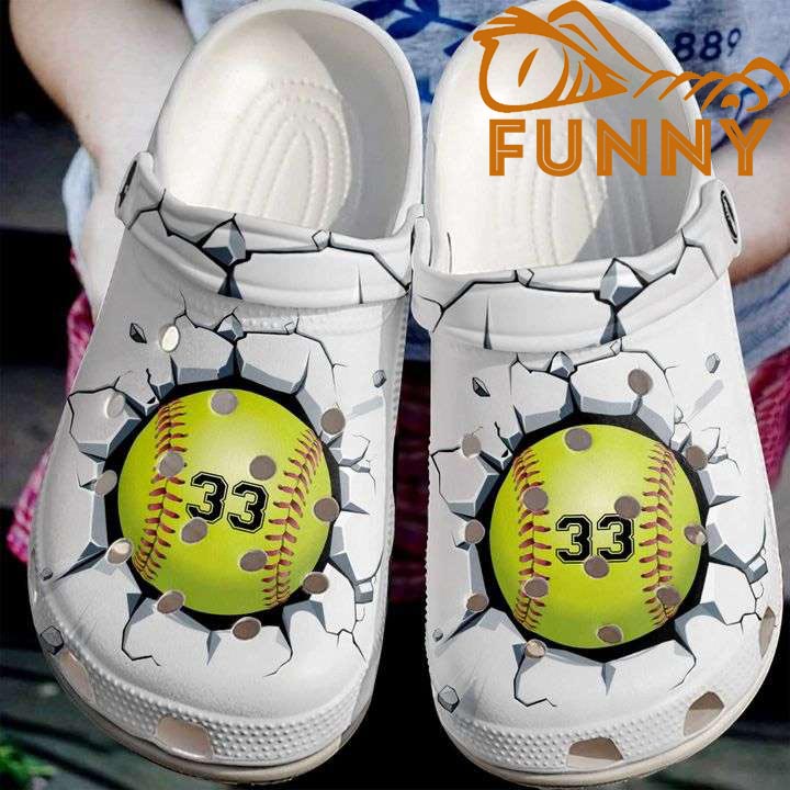 Custom Name Softball Broken Crocs