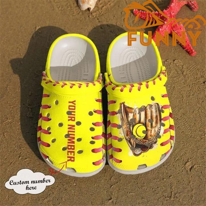 Custom Name Softball Glove Crocs, Women For Men