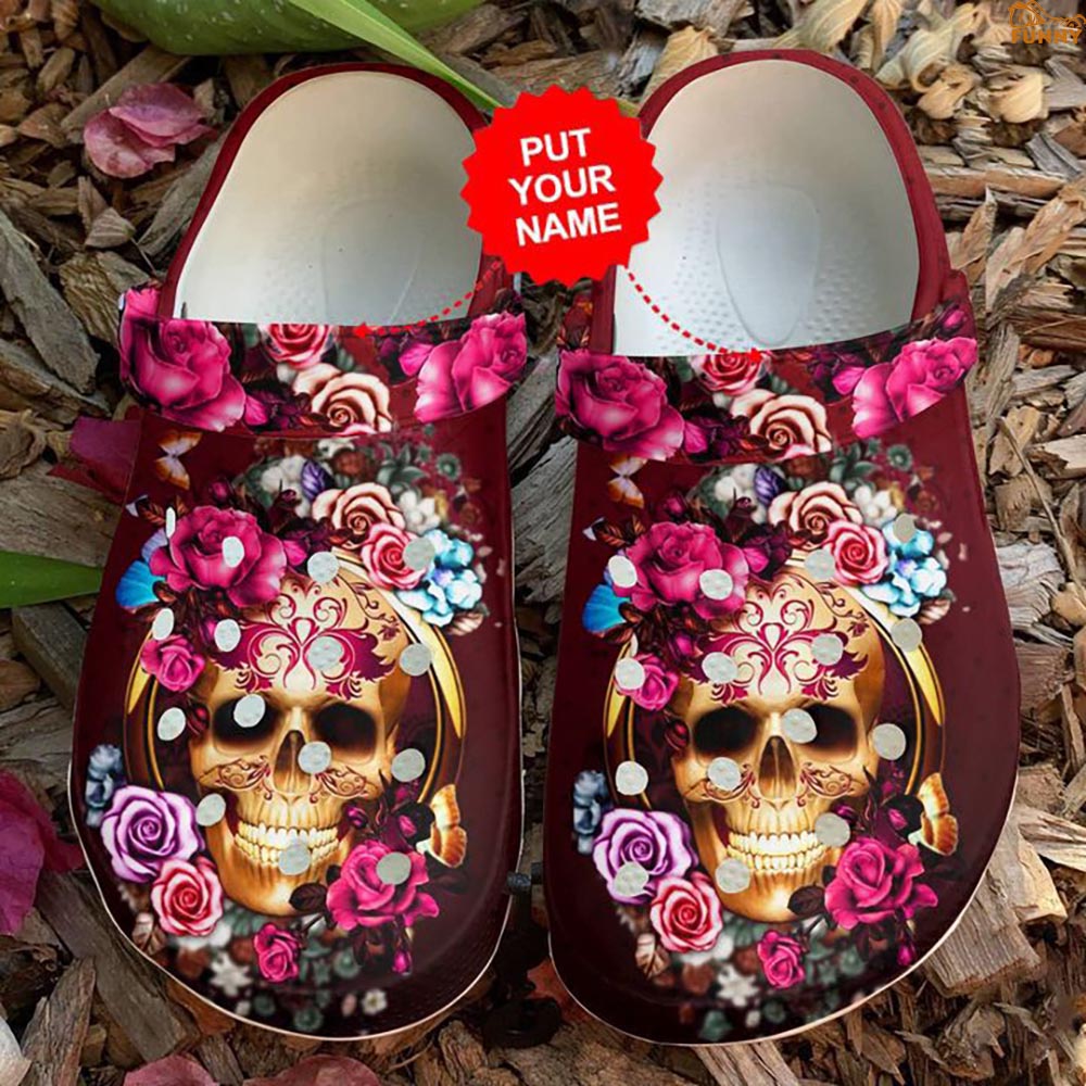 Customized Floral Skull Crocs