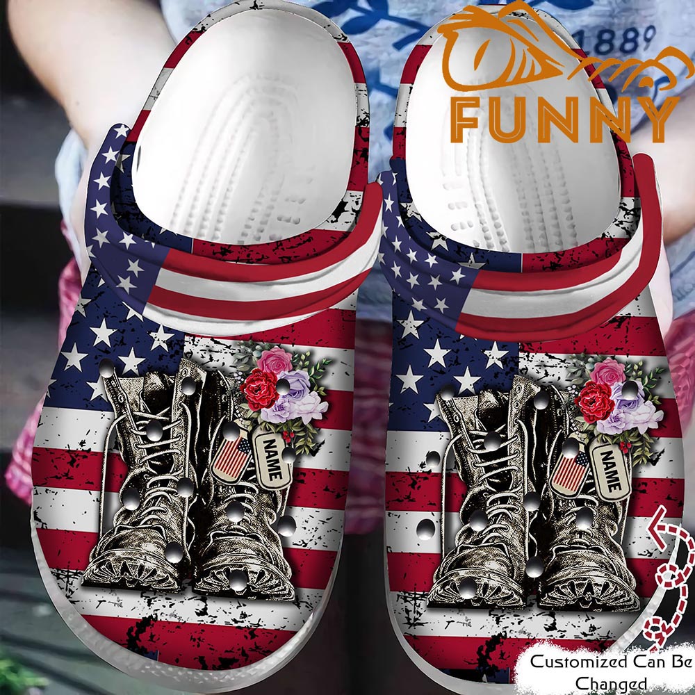 Customized Patriotic Flag Veteran Crocs