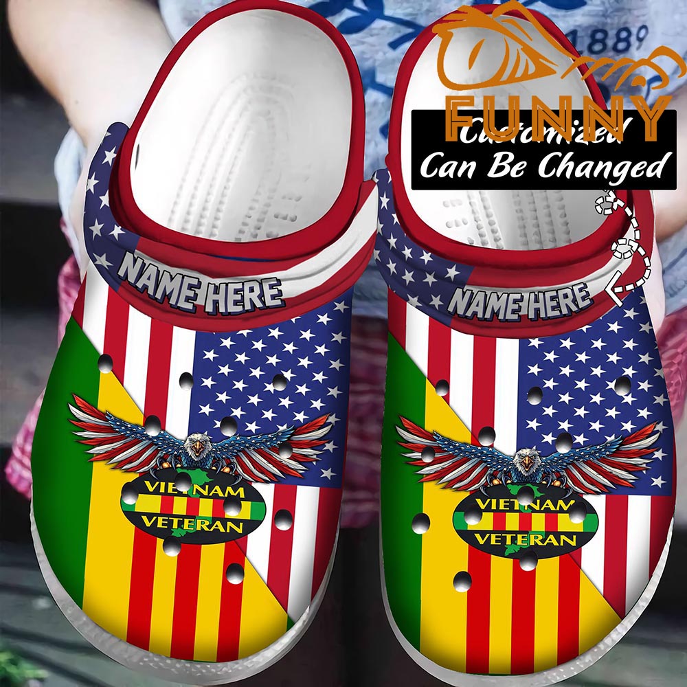 Customized Vietnam Veteran Flag Crocs