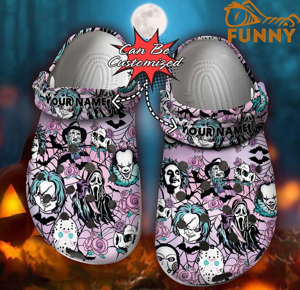 Personalized Horror Scary Movie Crocs Pink Halloween