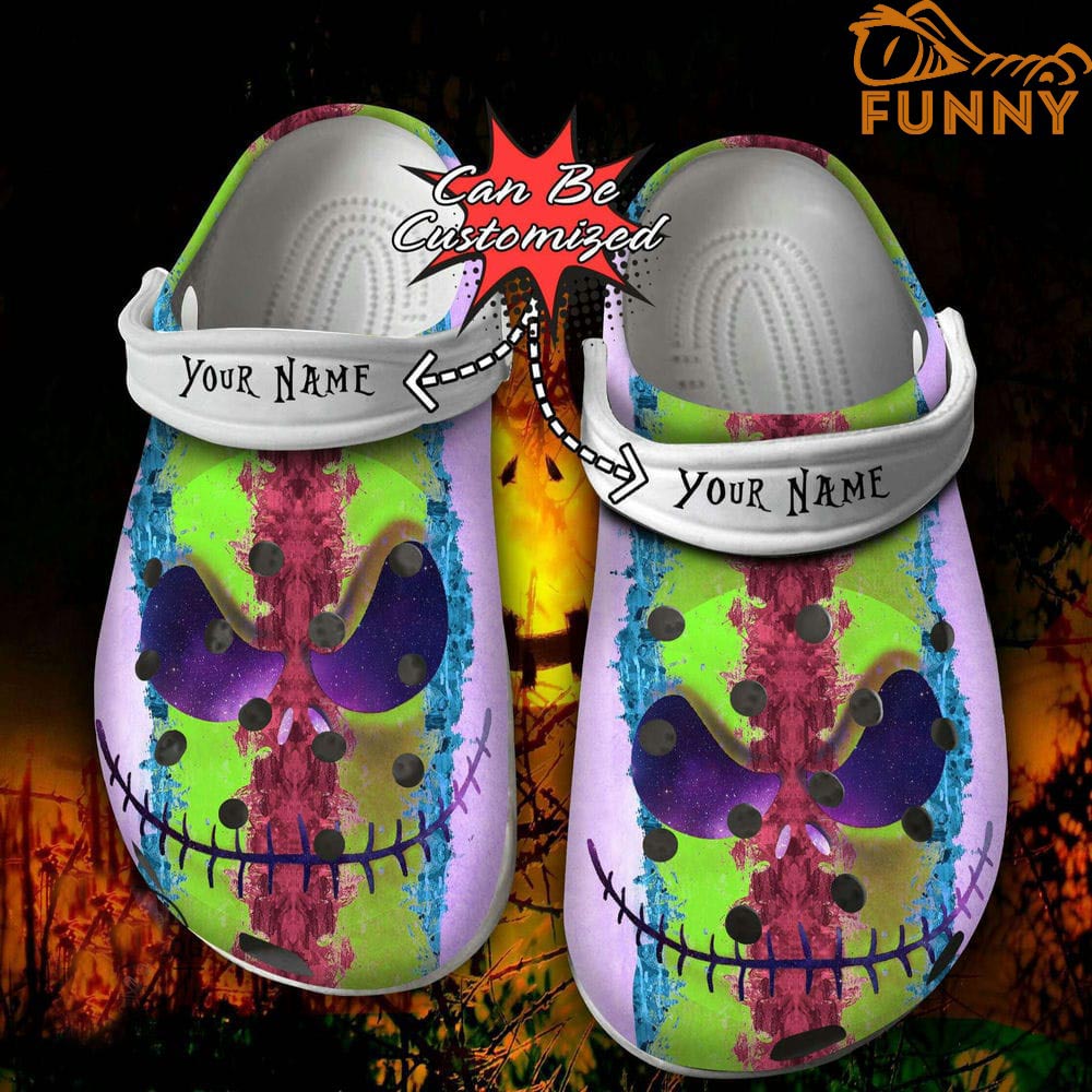 Personalized Jack Skellington Face Purple Crocs Halloween