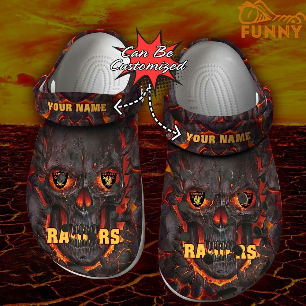 Personalized Las Vegas Raiders Crocs, Skull Lava Clog Shoes