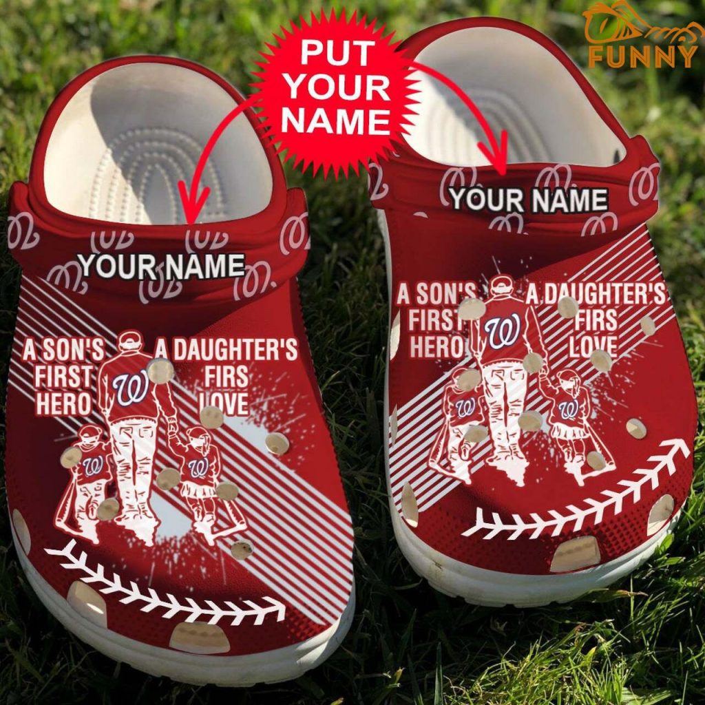 Personalized MLB Washington Nationals Crocs Dad And Son Daughter