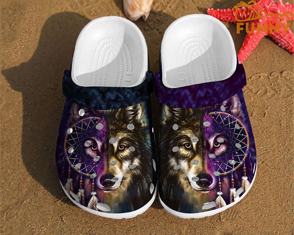 Art Dreamcatcher Wolf Crocs