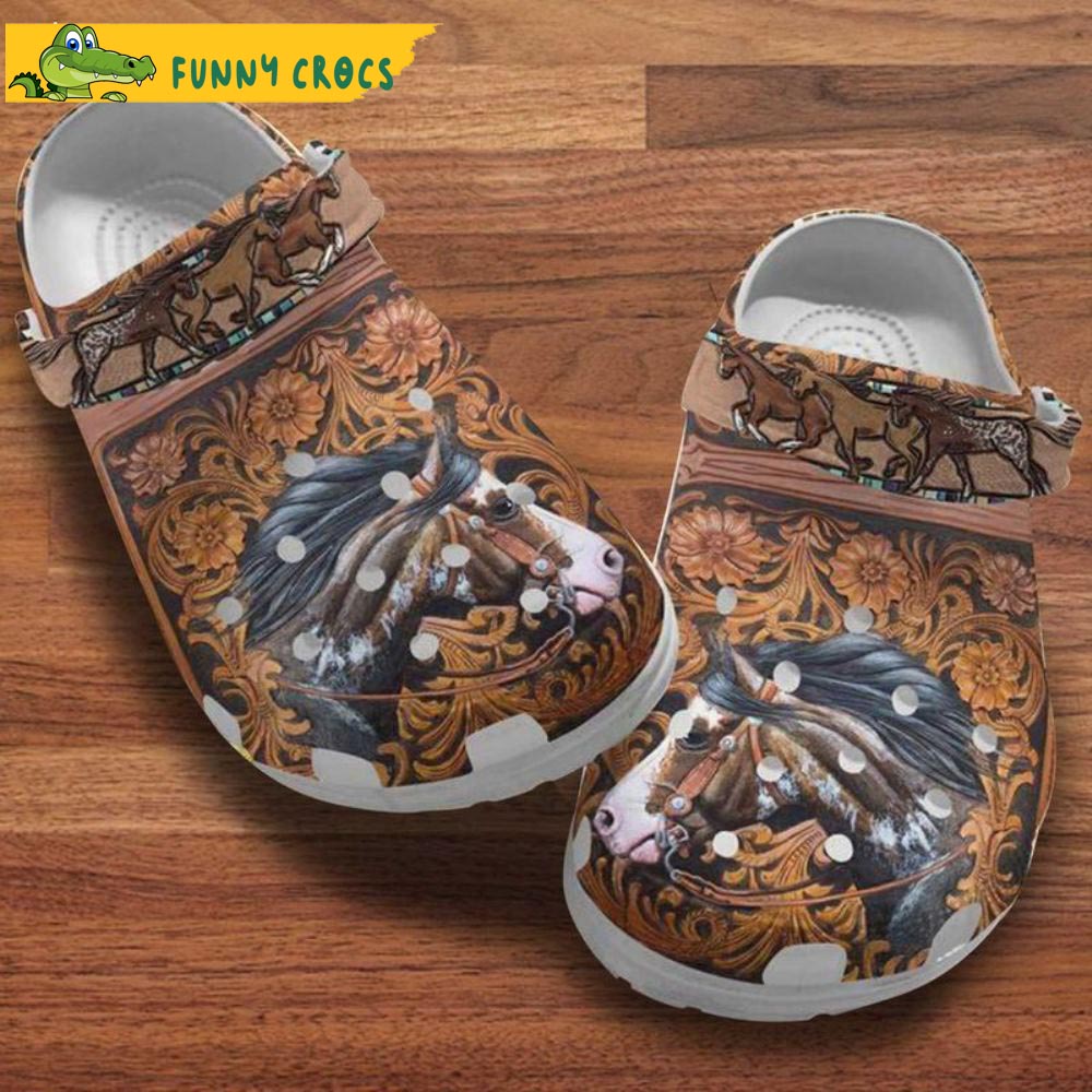 Beautiful Brown Horse Pattern Crocs