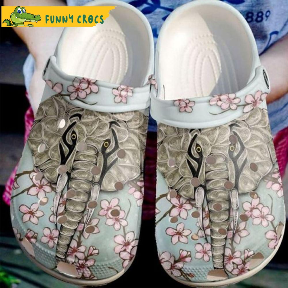 Beautiful Elephant Floral Crocs