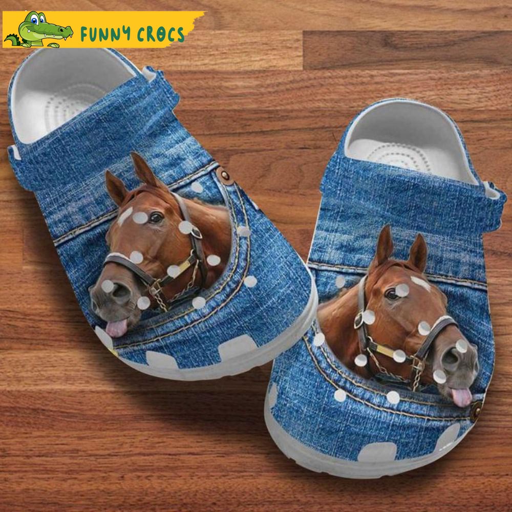 Brown Horse Denim Pattern Crocs