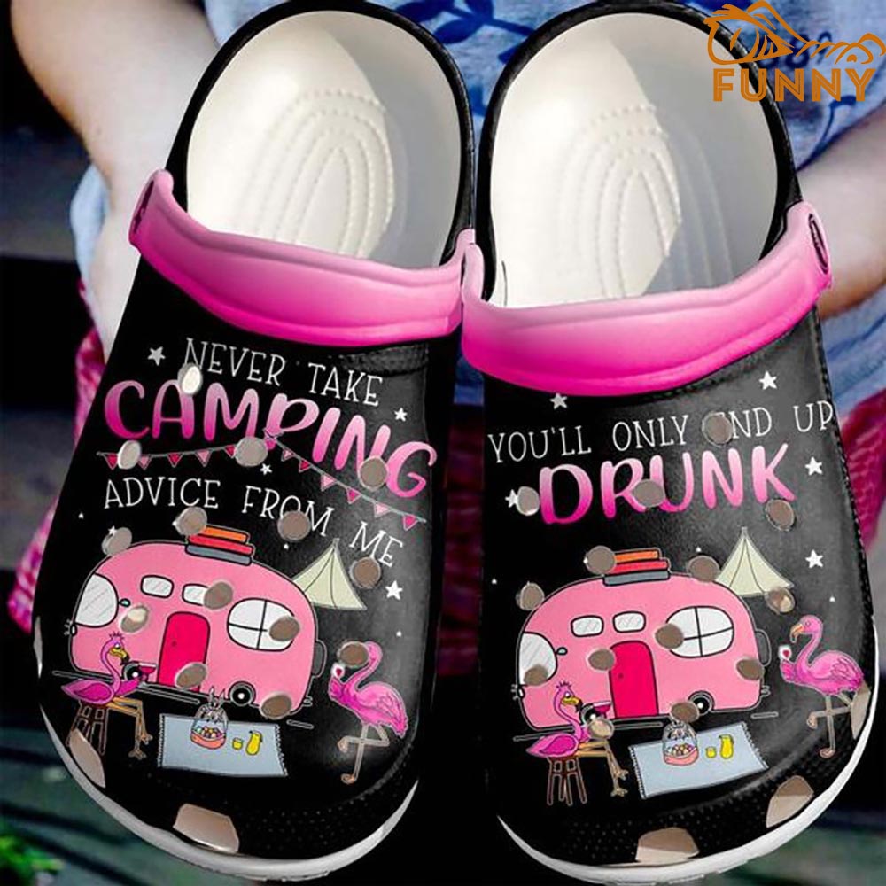 Camping Drunk With Flamingo Crocs