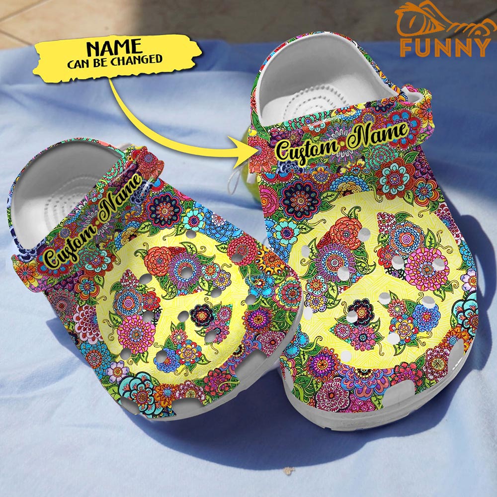 Custom Flowers For Peace Hippie Crocs