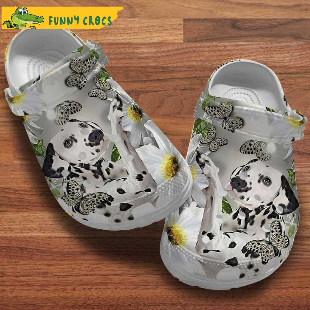 Dalmatian Puppy Butterflies Daisy Flowers Summer Dog Crocs