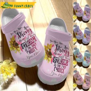Floral Breast Cancer Awareness Gift For Fighter Sunflower Crocs