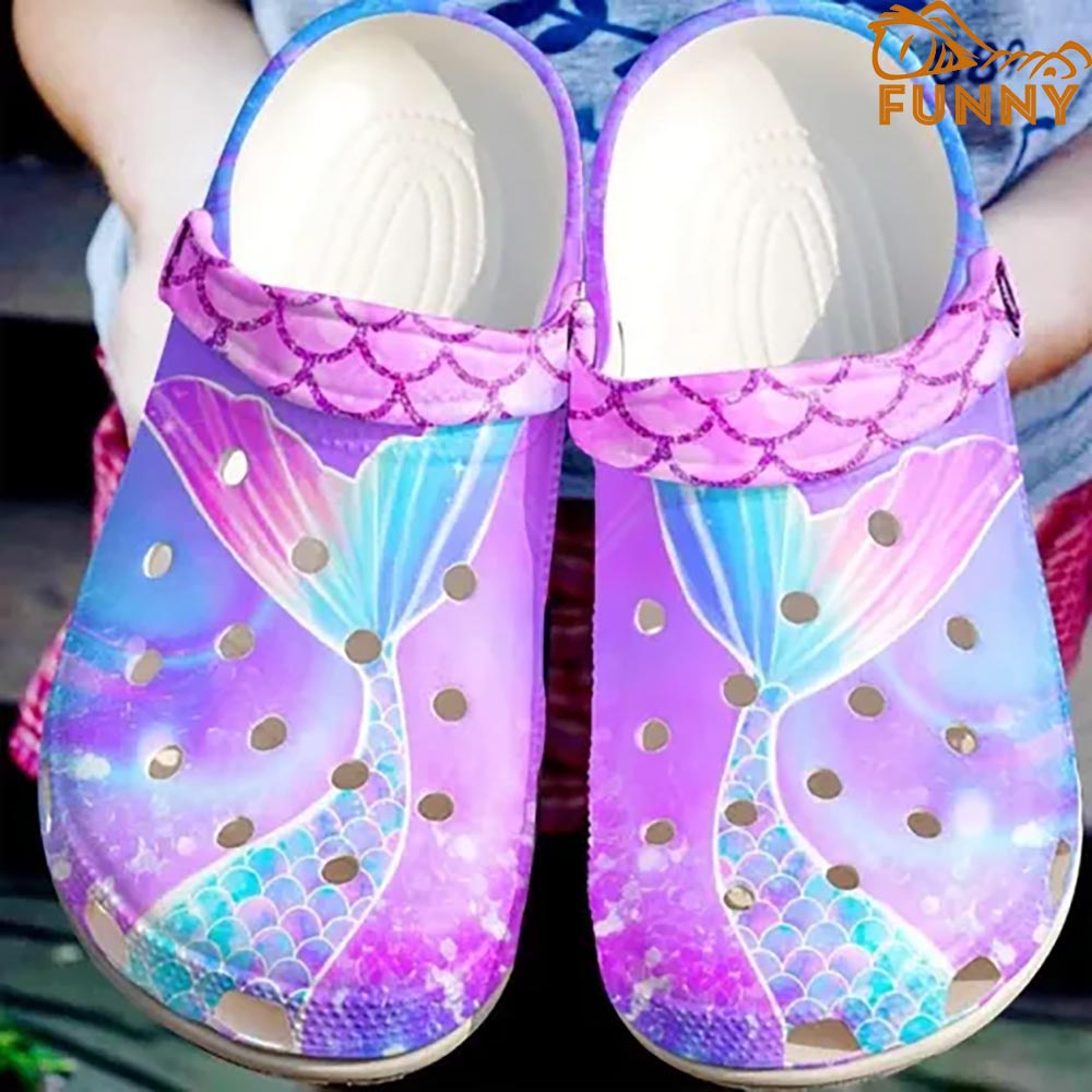 Funny Pink Purple Mermaid Crocs