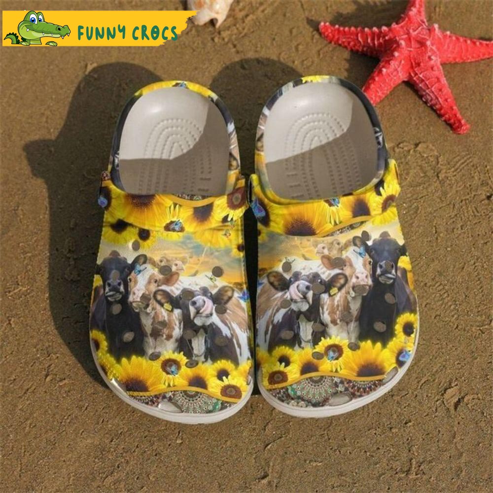 Happy Sunflowers Cow Crocs