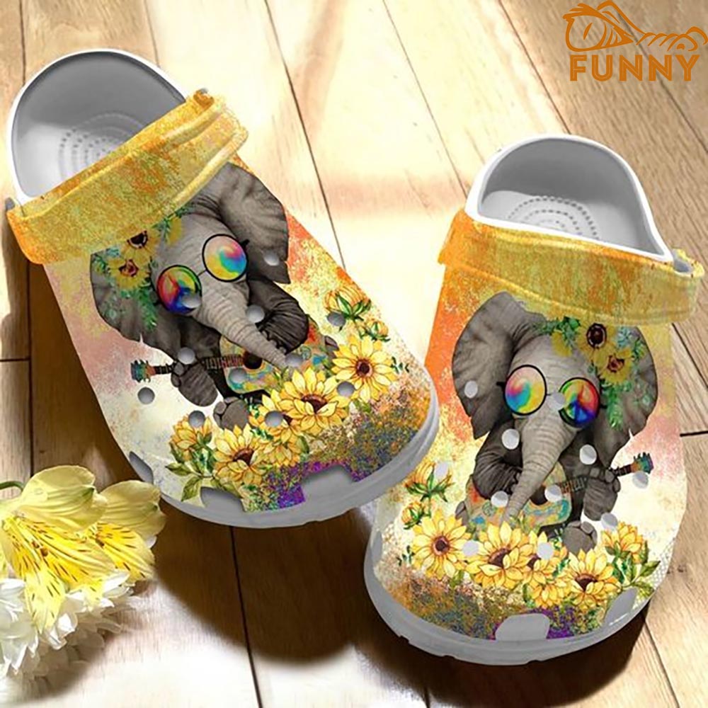 Hippie Elephant Guitar Artist Crocs