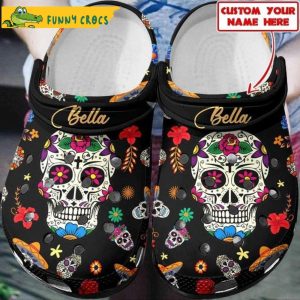 Sugar Skull Custom Name Crocs Clog Shoes