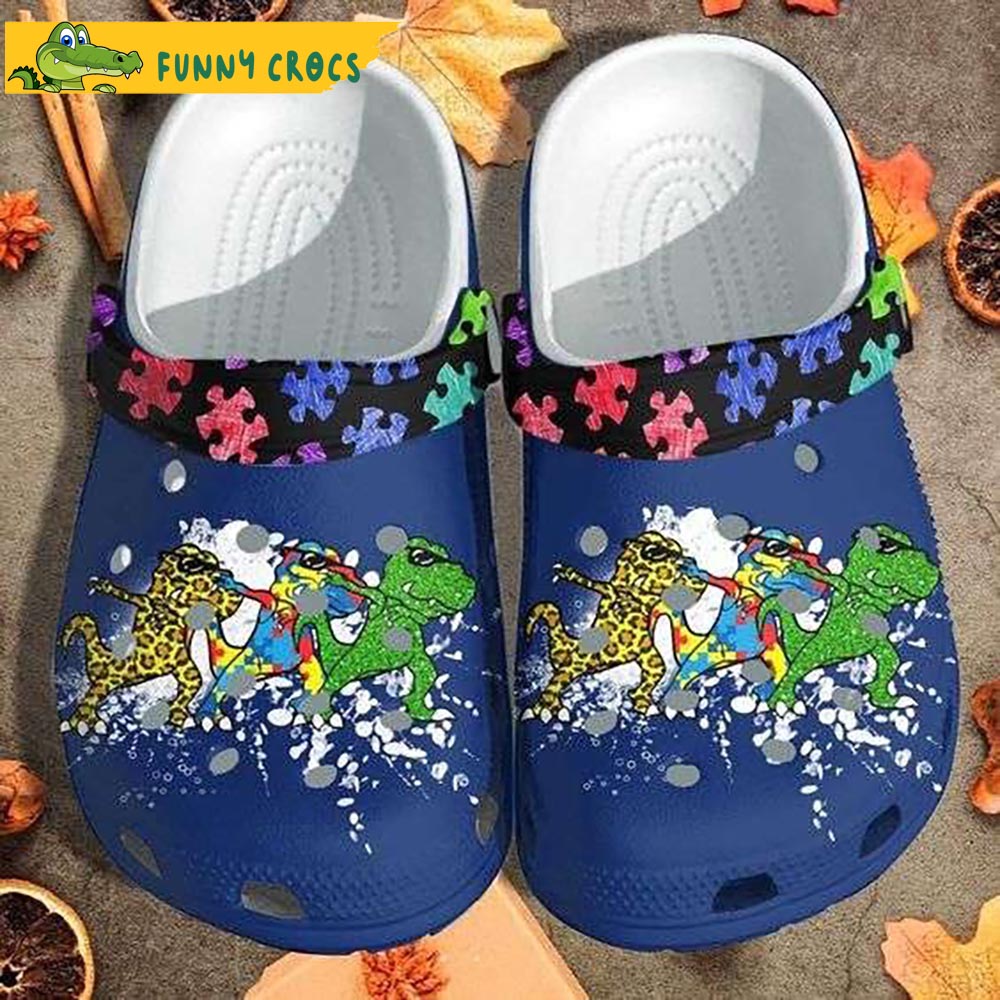 Autism Awareness Day T Rex Dinosaur Jurassic Park Crocs