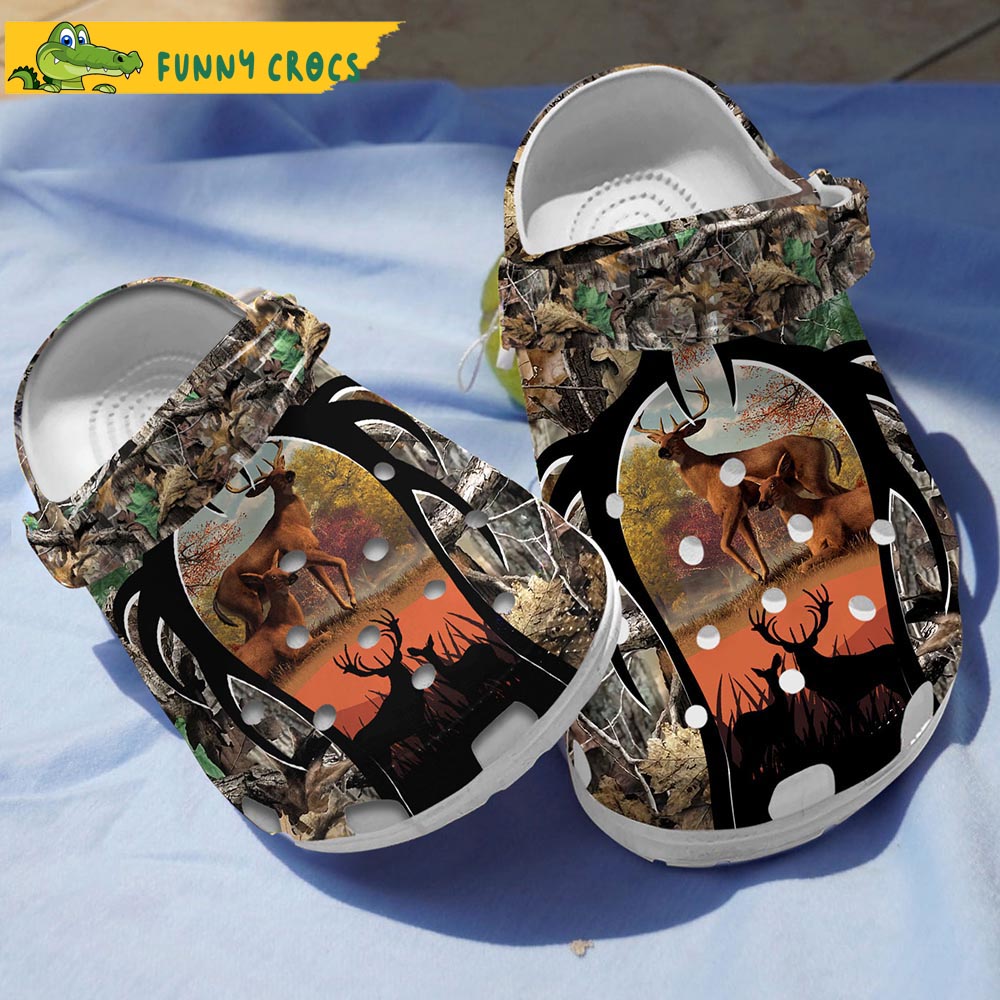 Hippie Deer Hunting Gifts Crocs Clog Shoes