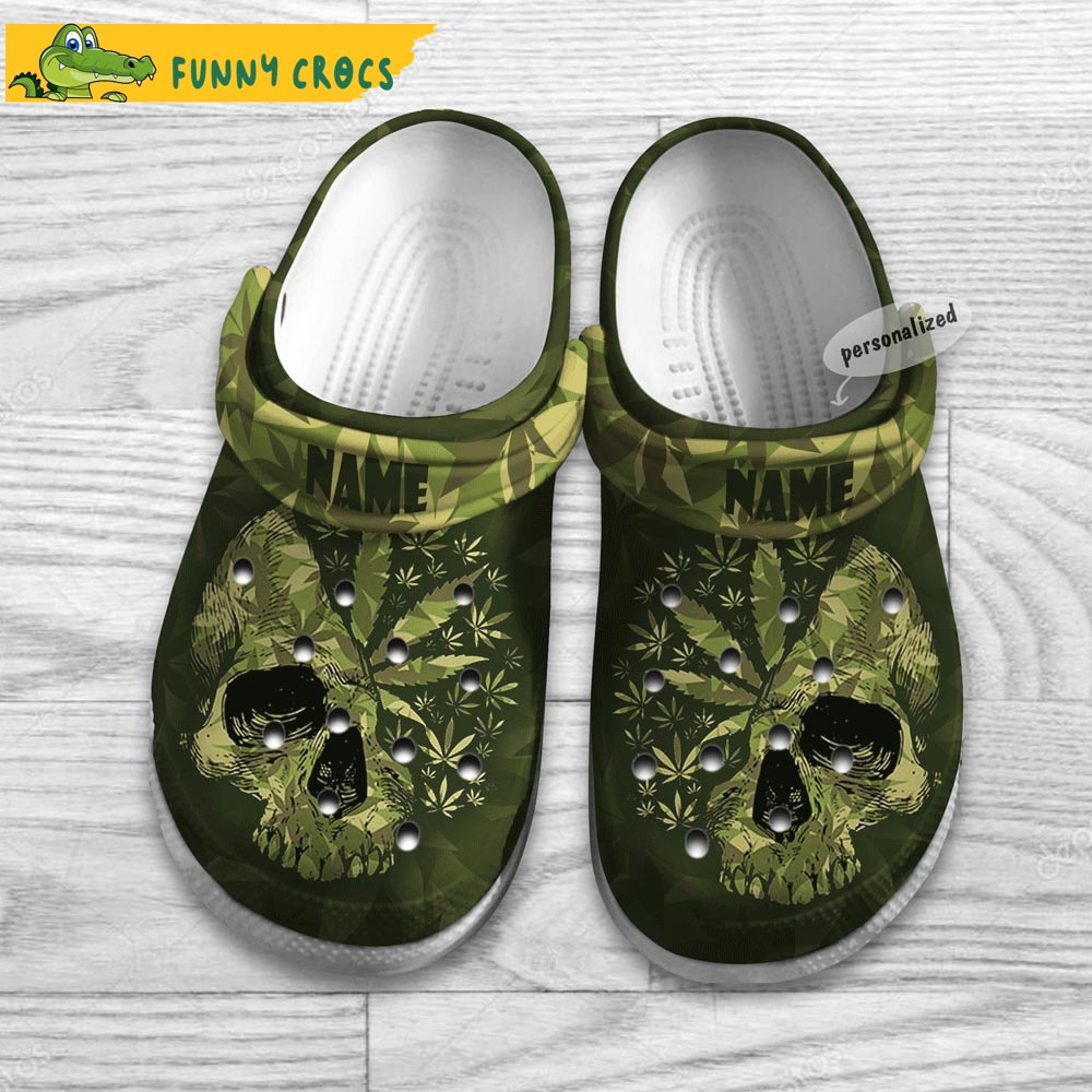 Personalized Green Skull Weed Cannabis Crocs