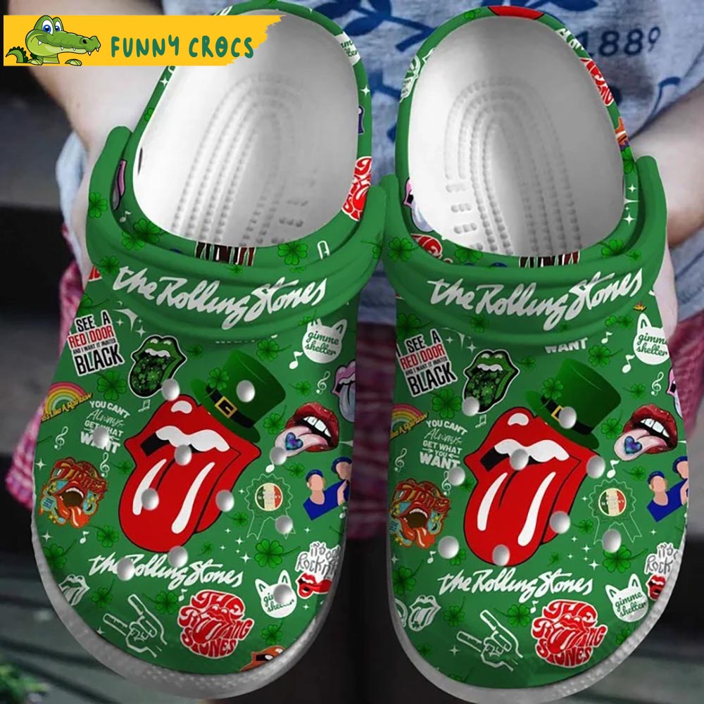 St Patrick's Day Green Rolling Stone Crocs