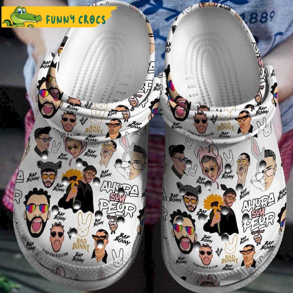 Bad Bunny Pattern Crocs Clog Shoes