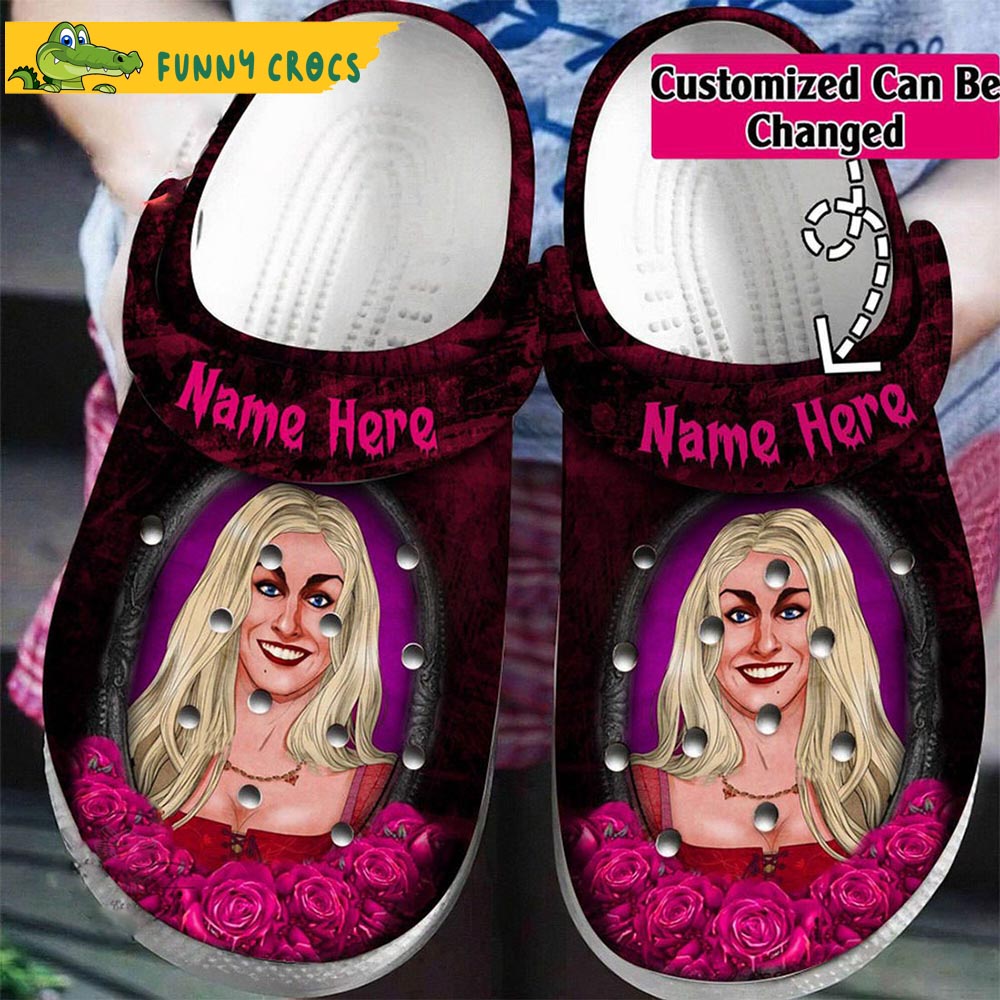 Personalized Sarah Sanderson Sisters Face Witches Hocus Pocus Crocs Clogs