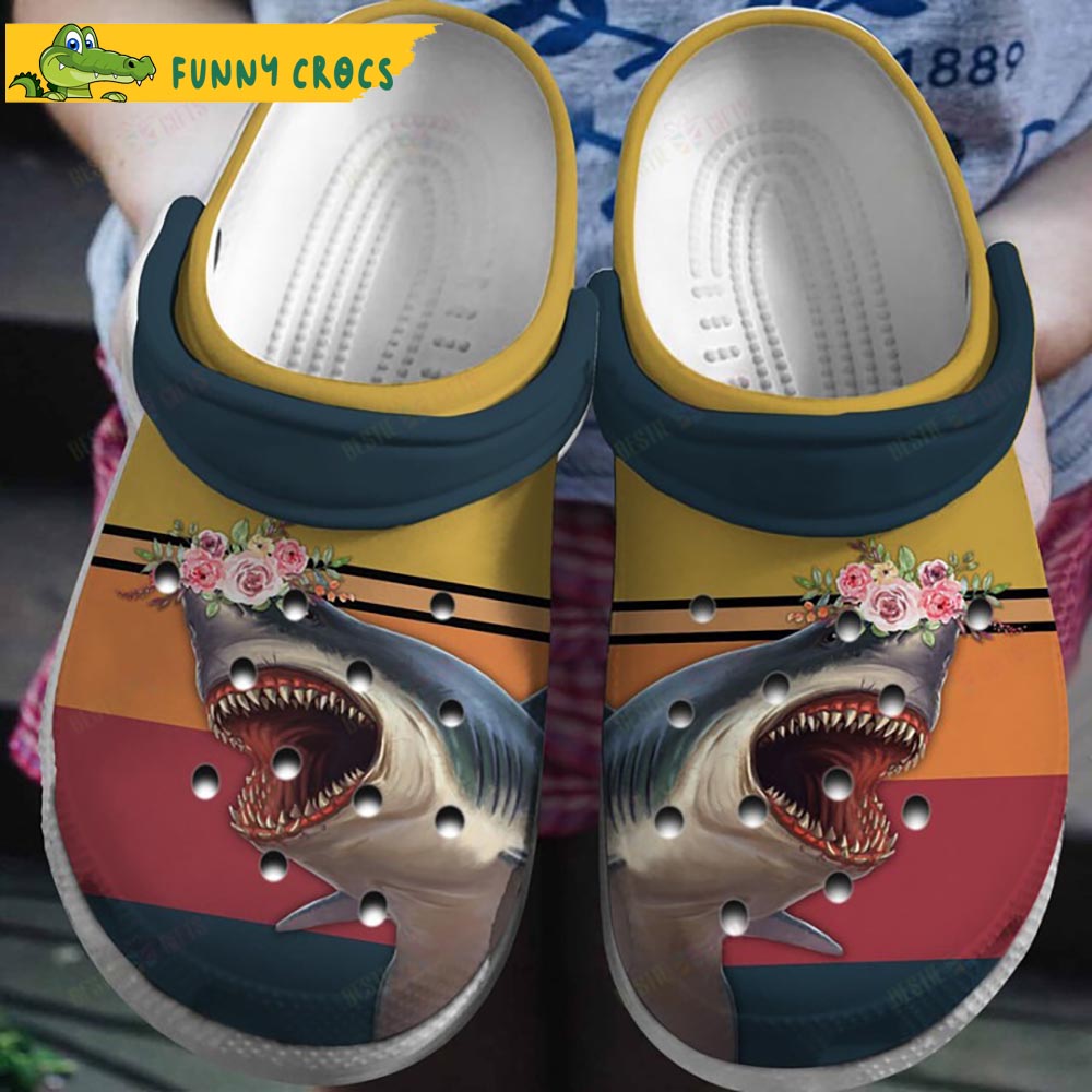 Shark And Flower Funny Crocs