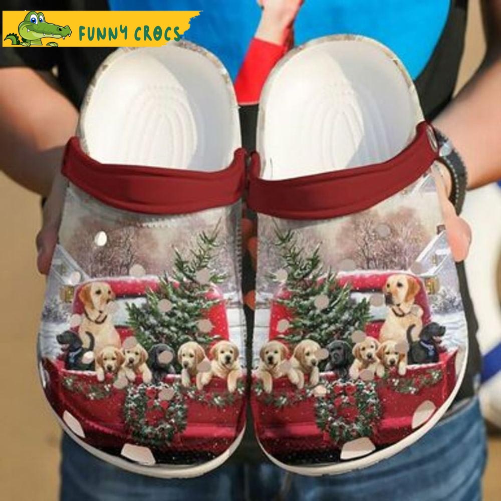 Christmas Truck Labrador Family Crocs