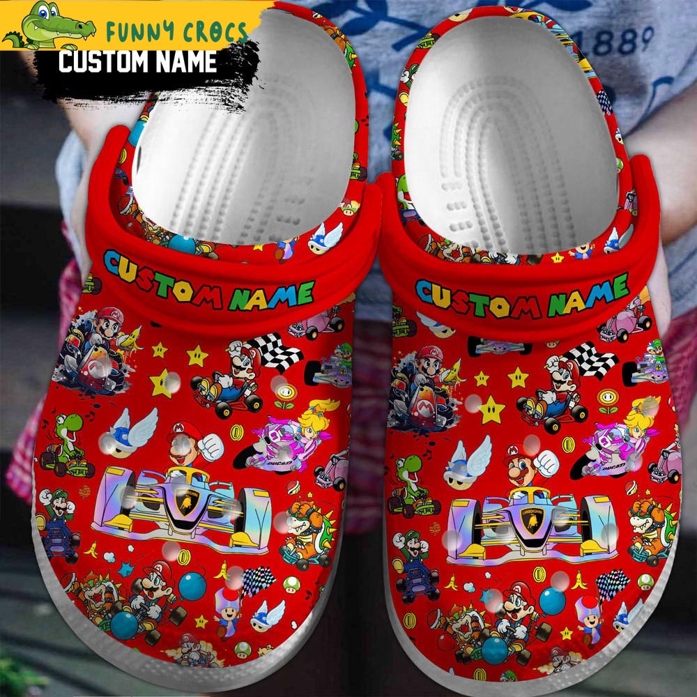 Personalized Racing Car Mario Crocs Clog Shoes