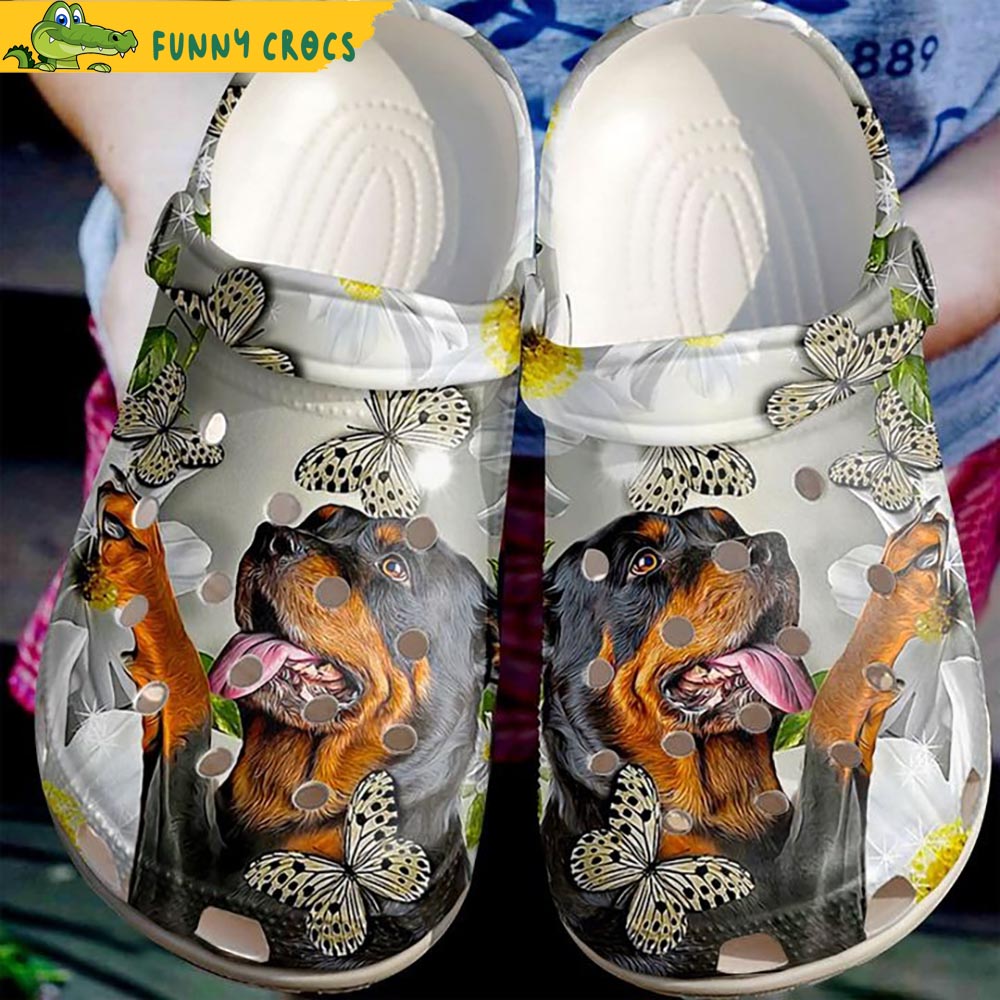 Rottweiler Butterfly Crocs Clogs