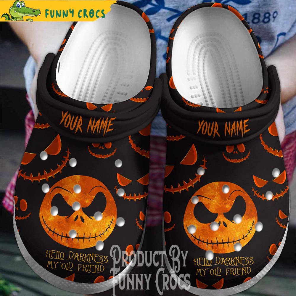 Custom Jack Skellington Hello Darkness My Old Friend Halloween Crocs