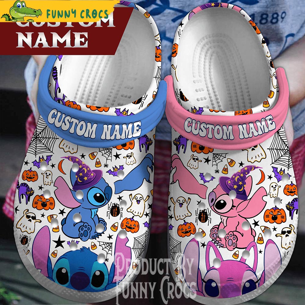 Custom Stitch And Angel Happy Halloween Crocs