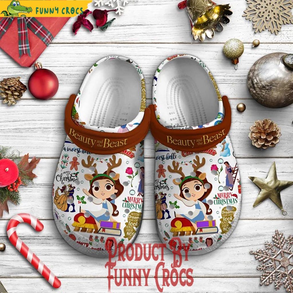 Beauty And The Beast Merry Christmas Crocs