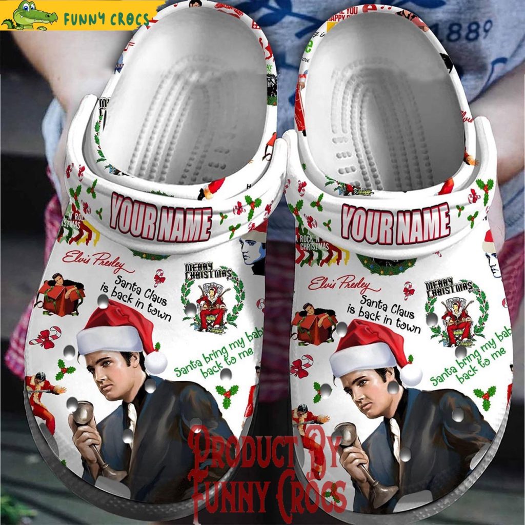 Custom Santa Claus Is Back In Town Elvis Presley Crocs Shoes