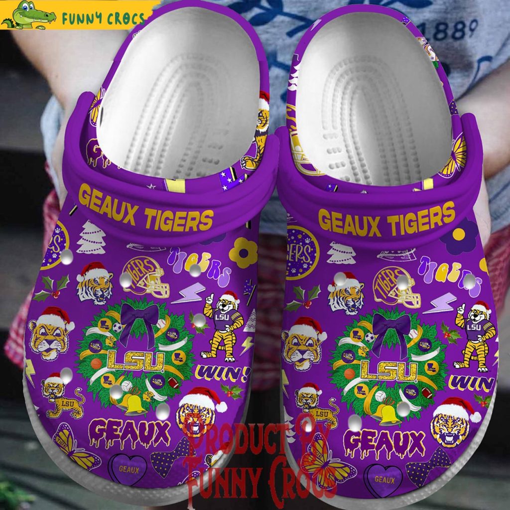 LSU Geaux Tigers Merry Christmas Crocs Shoes