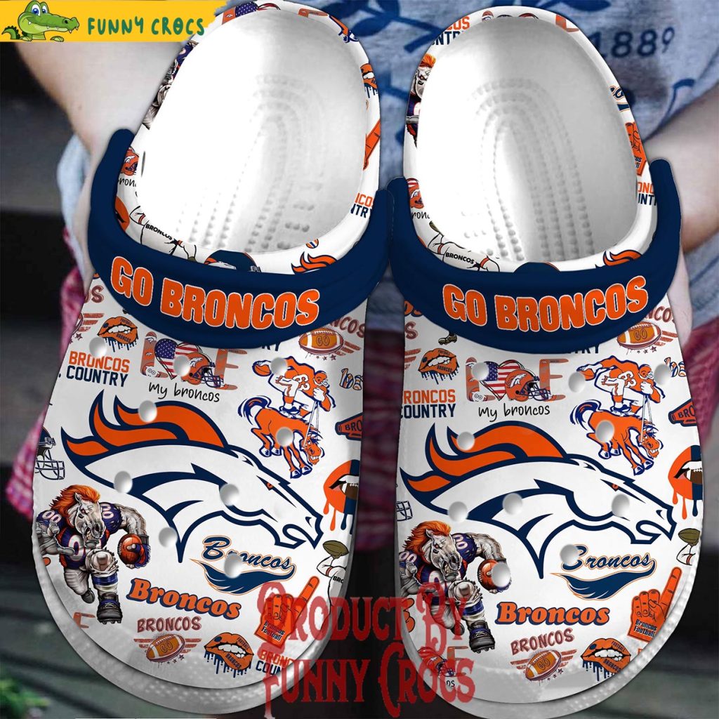 Denver Broncos White Crocs Shoes