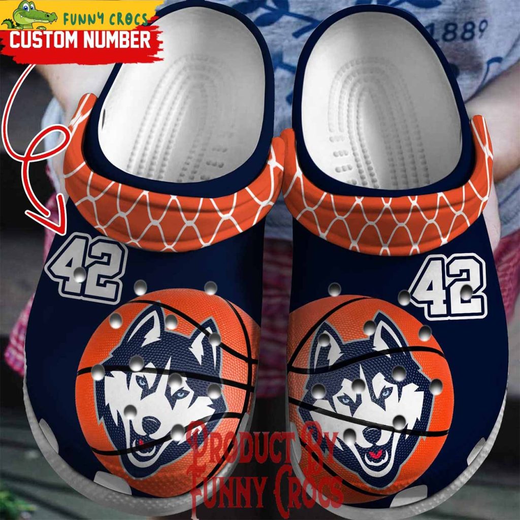 Custom Number UConn Huskies Men's Basketball Crocs Shoes