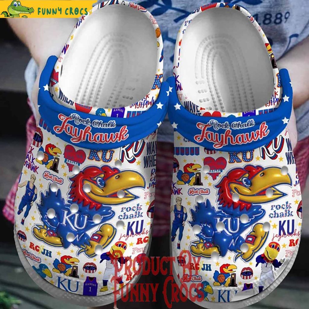 Kansas Jayhawk Rock Chalk Basketball Crocs For Adults