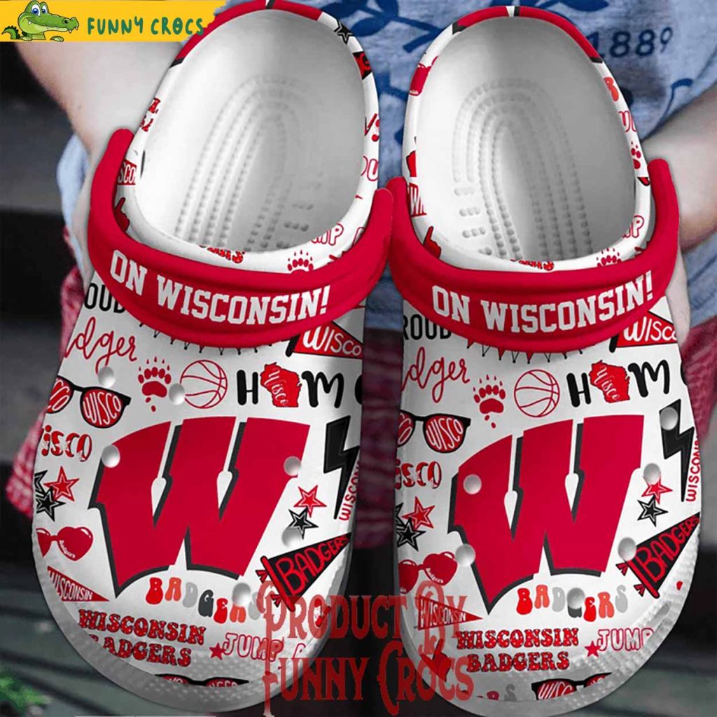 On Wisconsin Badgers Basketball Crocs For Adults