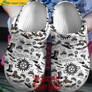 Supernatural Pattern White Crocs Shoes