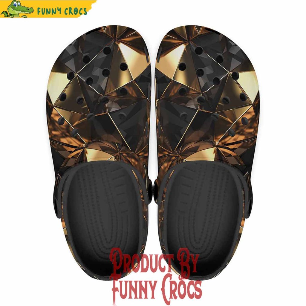 Geometric Black And Gold Triangles Crocs