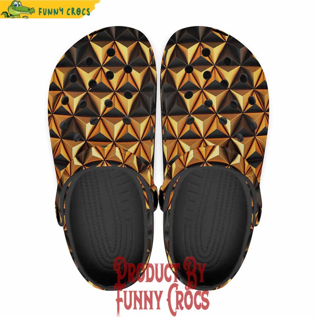 Geometric Gold And Black Triangles Crocs Shoes