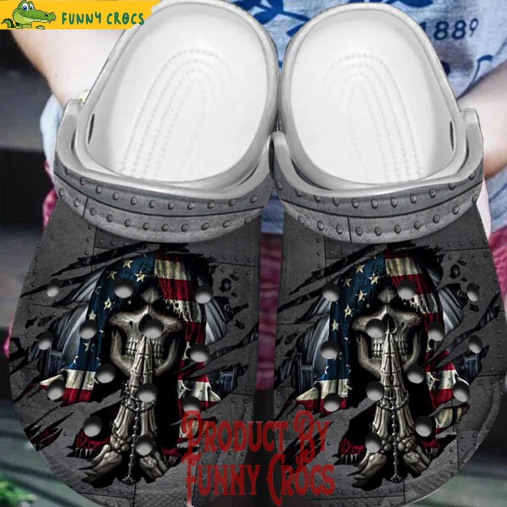 Grim Reaper US Flag Skull Crocs