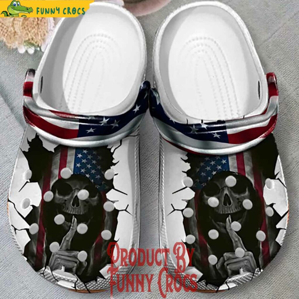 Skull American Flag Crocs Style