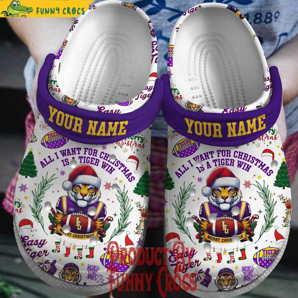 Custom Merry Christmas LSU Tigers Crocs Style