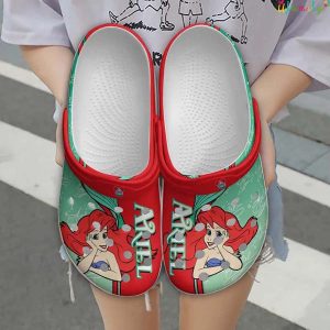 Ariel Princess The Little Mermaid Strips Clear Red Disney Graphic Cartoon Unisex Crocs